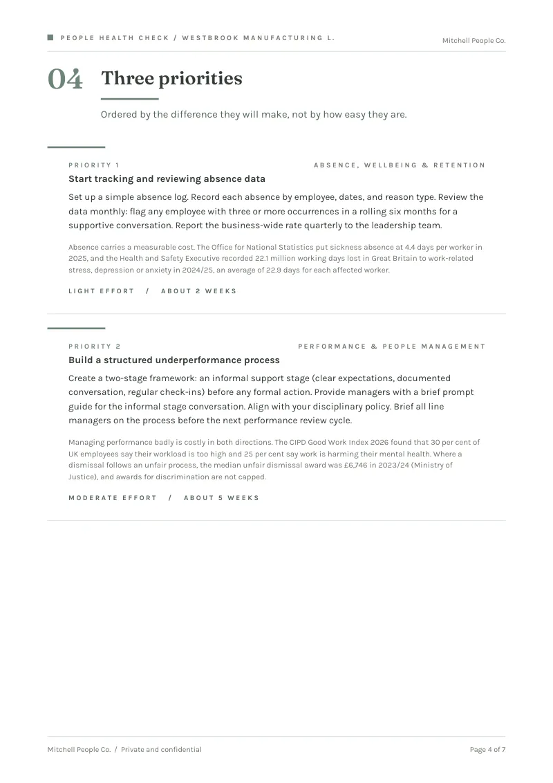 Client report: three priorities